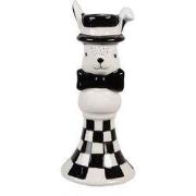 Clayre & Eef Kandelaar Konijn 17 cm Wit Zilverkleurig Keramiek