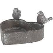 Clayre & Eef Bloempot Hart 14x12x7 cm Grijs Metaal