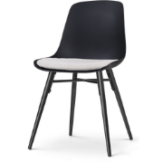Nena-Liv eetkamerstoel zwart met beige zitkussen - zwart houten onders...