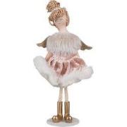 Clayre & Eef Decoratie Beeld Engel 18 cm Roze Katoen