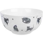 Clayre & Eef Soepkom 500 ml Wit Keramiek Katten