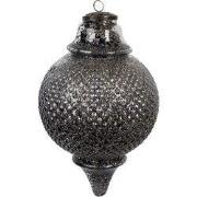 Clayre & Eef Kerstbal Ø 16x27 cm Zwart Glas