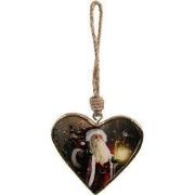 Clayre & Eef Kersthanger 13x2x13 cm Rood Hout Kerstman