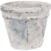 Clayre & Eef Bloempot Ø 10x8 cm Wit Blauw Terracotta