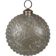 Clayre & Eef Kerstbal Ø 10x5x10 cm Grijs Glas