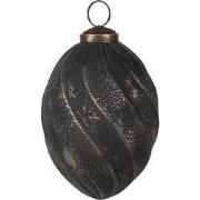 Clayre & Eef Kerstbal Ø 7x10 cm Zwart Glas