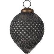 Clayre & Eef Kerstbal Ø 8x10 cm Zwart Grijs Glas