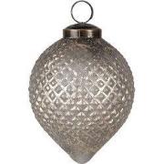 Clayre & Eef Kerstbal Ø 8x10 cm Grijs Goudkleurig Glas