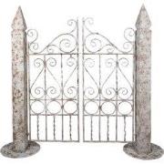 Clayre & Eef Tuinpoort 163x40x157 cm Wit Bruin Metaal