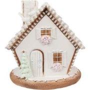 Clayre & Eef Gingerbread house met LED 17 cm Wit Polyresin