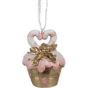 Clayre & Eef Kersthanger Cupcake Ø 5x6 cm Roze Polyresin