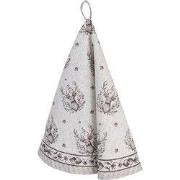 Clayre & Eef Theedoek Ø 80 cm Beige Katoen Hert