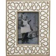 Clayre & Eef Fotolijst 10x15 cm Wit Beige Hout