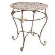 Clayre & Eef Bistrotafel Ø 69x76 cm Wit Bruin Metaal