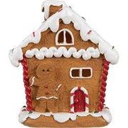 Clayre & Eef Gingerbread house met LED 11x9x13 cm Bruin Polyresin