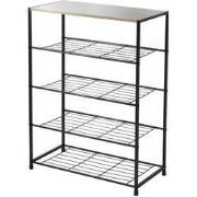 Zwart metalen schoenenrek met 5 etages