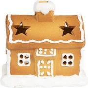 Clayre & Eef Theelichthouder Gingerbread house 11x8x10 cm Bruin Kerami...