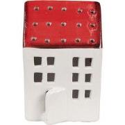 Clayre & Eef Decoratie Beeld Huis 8x7x12 cm Wit Rood Kunststof