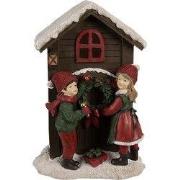 Clayre & Eef Kerstdecoratie met LED-verlichting Huis 13x10x20 cm Bruin...