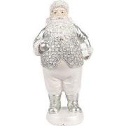 Clayre & Eef Kerstdecoratie Beeld Kerstman 16 cm Zilverkleurig Polyres...