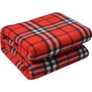 Clayre & Eef Plaid 180x200 cm Rood Polyester Ruiten