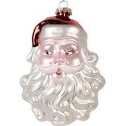 Clayre & Eef Kersthanger 9x7x13 cm Wit Rood Glas