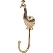 Clayre & Eef Wandhaak Pauw 5x3x14 cm Goudkleurig Metaal