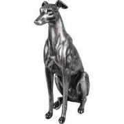 Clayre & Eef Decoratie Beeld Hond 20x10x30 cm Zilverkleurig Polyresin