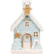 Clayre & Eef Gingerbread house met LED 9x8x15 cm Blauw Polyresin