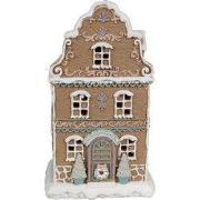 Clayre & Eef Gingerbread house met LED 12x9x20 cm Bruin Polyresin
