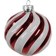 Clayre & Eef Kerstbal Ø 10x10 cm Rood Wit Glas