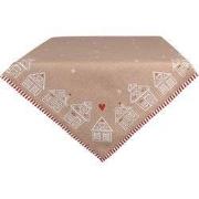 Clayre & Eef Tafelkleed 100x100 cm Bruin Katoen Gingerbread house