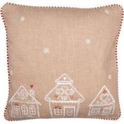 Clayre & Eef Kussenhoes Bruin Katoen Gingerbread house