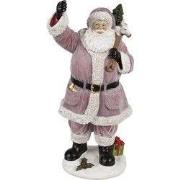 Clayre & Eef Kerstdecoratie Beeld Kerstman 43 cm Roze Kunststof