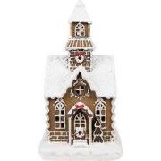 Clayre & Eef Gingerbread house met LED 13x11x25 cm Bruin Kunststof