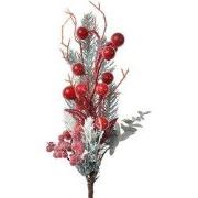 Clayre & Eef Decoratie Tak 27 cm Rood Groen Kunststof