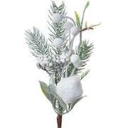 Clayre & Eef Decoratie Tak 26 cm Wit Groen Kunststof