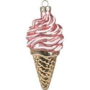 Clayre & Eef Kersthanger Ø 7x14 cm Roze Goudkleurig Glas IJsjes