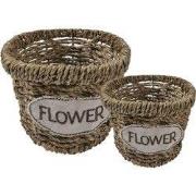 Clayre & Eef Opbergmand Set van 2 Ø 16 / Ø 13 cm Bruin Zeegras