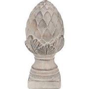 Clayre & Eef Decoratie Beeld Dennenappel Ø 12x26 cm Grijs Steen