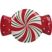 Clayre & Eef Dinerbord 32x21x3 cm Rood Wit Keramiek