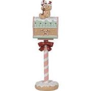 Clayre & Eef Kerstdecoratie Beeld Brievenbus 11x10x36 cm Roze Kunststo...