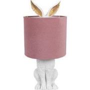 Clayre & Eef Tafellamp Konijn Ø 20x43 cm Wit Roze Polyresin