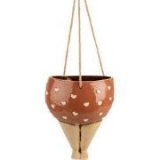 Clayre & Eef Plantenhanger 17x15x20 cm Roze Beige Keramiek Vrouw