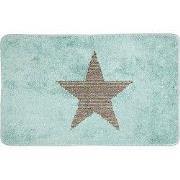 Clayre & Eef Badmat 78x48x1 cm Blauw Polyester Ster