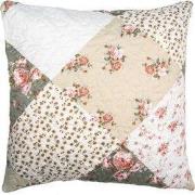 Clayre & Eef Kussenhoes 50x50 cm Groen Beige Polyester Bloemen