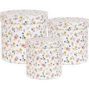 Clayre & Eef Opbergdoos Set van 3 Ø 19x19 / Ø 17x17 / Ø 15x15 cm Wit K...