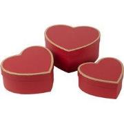 Clayre & Eef Opbergdoos Set van 3 21x20x9/18x17x7/15x14x6 cm Rood Kart...