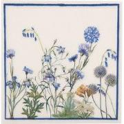 Clayre & Eef Servetten Papier Set van 20 Wit Blauw Papier Bloemen