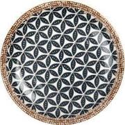 Clayre & Eef Ontbijtbord Ø 21x3 cm Wit Zwart Keramiek